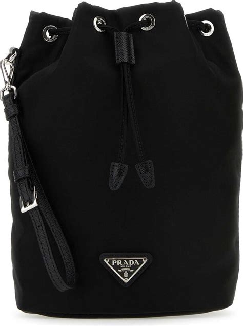 prada logo plaque re-nylon drawstring pouch|Prada.